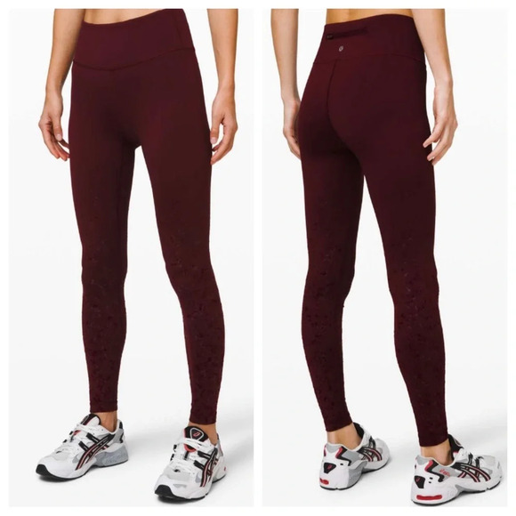 Lululemon Speed Wunder Mid-Rise Tight 28" *Speckle Shine Garnet red 21705 - Picture 1 of 15